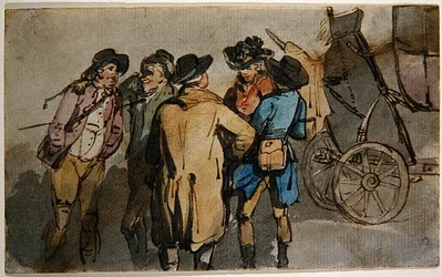 En gruppe af figurer (akvarel på papir)