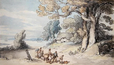 En udsigt over Isle of Wight (akvarel på papir)
