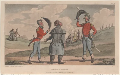 Introduceret til sin oberst, fra The Military Adventures of Johnny Newcome, 1815., 1815.