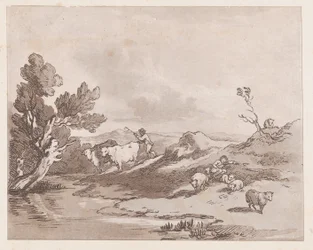 Landskab med en Skikkelse, der vogter Kvæg til Vand, 21. Maj 1789., 21. Maj 1789.