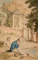 Man Fishing, ca. 1780 (pen & brunt blæk og akvarel på papir)