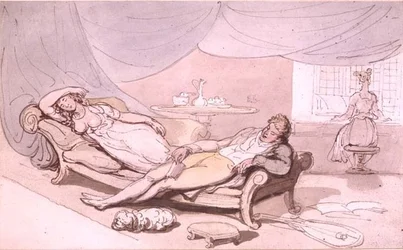 Musik derhjemme (pen og blæk, akvarel)