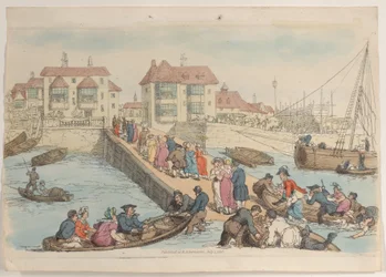 Plade 25: A Landing Place, fra World in Miniature, 1816., 1816.