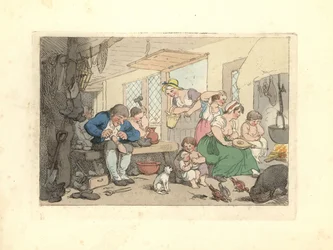 Regency skomager reparerer sko i et overfyldt lokale.