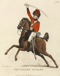 Southwark kavaleri, ca. 1799 (farvet akvatint)