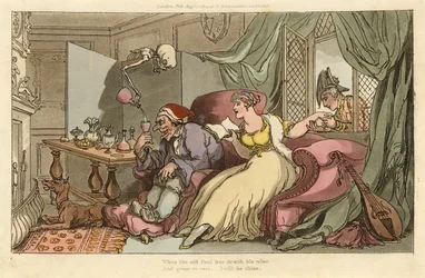 The Honeymoon, fra The English Dance of Death, pub. 1816 (håndfarvet gravering)