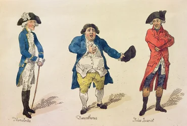 The Rival Candidates, frontispice i bogen History of the Westminster Election.. af Lovers of Truth and Justice, London, 1784 (farveætsning)