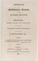 Titelside fra Journal of Sentimental Travels in the Southern Provinces of France, Shor..., 1821.