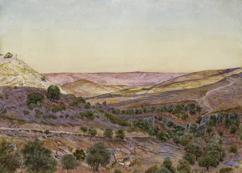 Moabs bakker og Hinnom-dalen, 1854 (akvarel og kropsfarve)
