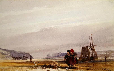 Børn på en strand (akvarel på papir)