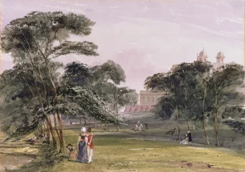Figurer i parken under observatoriet, Greenwich, ca. 1850 (akvarel)
