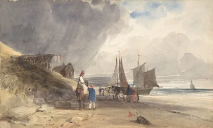 Figurer på en strand, Nordfrankrig, 1830.