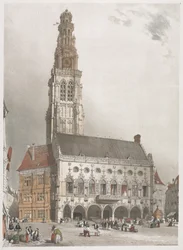 Malerisk arkitektur i Paris, Gent, Antwerpen, Rouen, 1839.