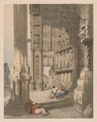 Malerisk arkitektur i Paris, Gent, Antwerpen, Rouen osv.: South Porch of Chartres Cathedral,