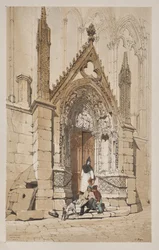 Malerisk arkitektur i Paris, Gent, Antwerpen, Rouen: Red Door, Notre Dame, Paris