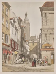 Malerisk arkitektur i Paris, Gent, Antwerpen, Rouen: Rue de la Crosse Horlogue, Rouen, Frankrig