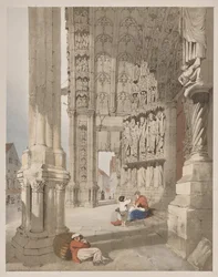 Malerisk arkitektur i Paris, Gent, Antwerpen, Rouen: South Porch of Chartres Cathedral, Chartres, Frankrig
