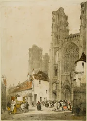 Malerisk arkitektur i Paris, Gent, Antwerpen, Touen osv.