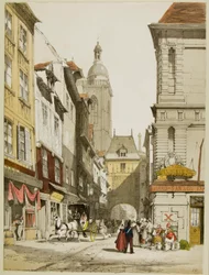 Malerisk arkitektur i Paris, Gent, Antwerpen, Touen osv.