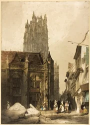 Malerisk arkitektur i Paris, Gent, Antwerpen, Touen osv.