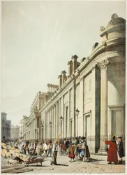 Banken ser mod Mansion House, fra den originale udsigt over London, som den er