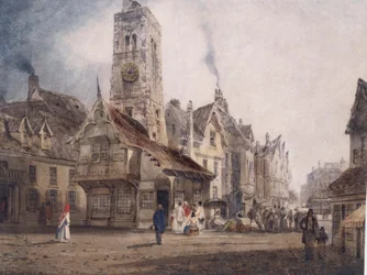Udsigt over en markedsplads, ca. 1832