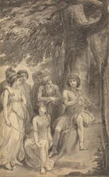 En af seks illustrationer til Fenelons "The Adventures of Telemachus son of Ulysses"