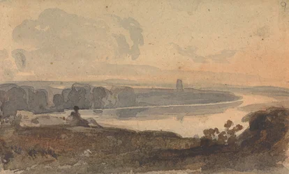 Landskab med Winding River, Figur på Bakken i Forgrunden