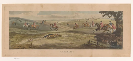 To greyhounds jagter en hare Coursing (titel på objekt)