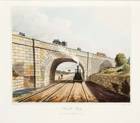Rainhill Bridge, udgivet 1831 (håndfarvet gravering)