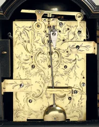 Detalje af et George III slående bordur, ca. 1770 (træ, glas og metal) (se også 491921)