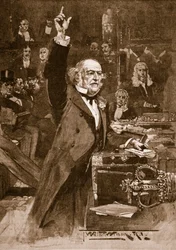 Introduktion af lovforslaget om hjemmestyre: Mr. Gladstone afleverer sin udtalelse, 1886, illustration fra 