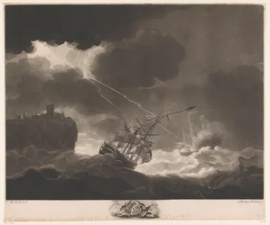 Lynet rammer to skibe under en storm