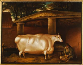Den hvide kvie, der rejste, med en mand, der skærer majroer i en staldgård, 1811