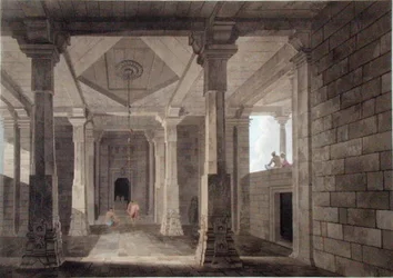 En del af det indre af et hindu-tempel i Deo, i Bahar, plade VI fra 