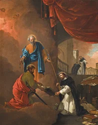 The Vision of Saint Dominic, hvor Saint Dominic velsigner to missionærbrødre udenfor