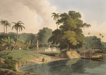 Nær Bandel ved floden Hooghly, tavle VIII fra del 6 af «Oriental Scenery», udgivet 1804