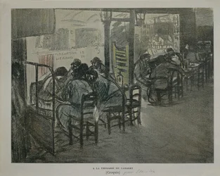 Paris på caféens terrasse, af Theophile Alexandre Steinlen, skitse