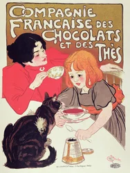 Plakat, der reklamerer for Compagnie Francaise des Chocolats et des Thes, ca. 1898 (litho-farve)