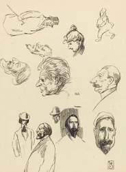 Studier af figurer og hoveder