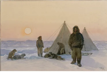 Polarforskere (akvarel på papir)