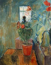 Wallflower og tulipaner