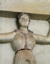 Thrakisk grav af Sveshtari, detalje af en statue af kvinde i Atlas, 3. århundrede f.Kr. (stenskulptur)