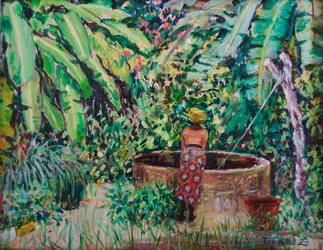 Banana by the Well, 2023 (olie på plade)