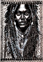 Portræt af en person med afrikanske dreadlocks