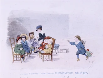 Børns spil: Skolen - dess. de Lobrichon, red. af Phosphatine Falières, v.1920