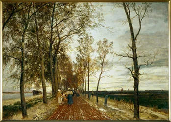 Allee bei Amsterdam - vej med træer nær Amsterdam (olie på lærred)