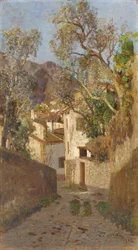 En skyggefuld landsbyvej, 1902