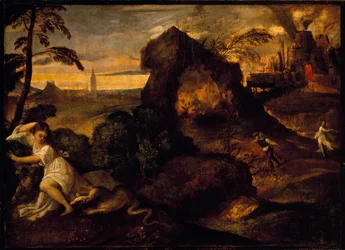 Orphee og Eurydice Maleri af Tiziano Vecellio kaldet Titian (ca. 1490-1576). Accademia Carrara fra det 16. århundrede, Bergamo