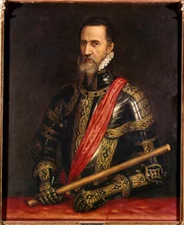 Portræt af Ferdinand Alvare de Toledo (eller Ferdinand Alvarez de Toledo og Pimentel), hertug af daggry, guvernør i Flandern (1508-1582) Maleri af Titian Vecellio (1480-1576). 16. århundrede. Madrid kongelige palads